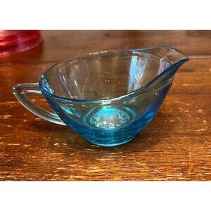 Hazel Atlas Capri Hobnail Glass Creamer Blue Vintage Collectible MCM Retro